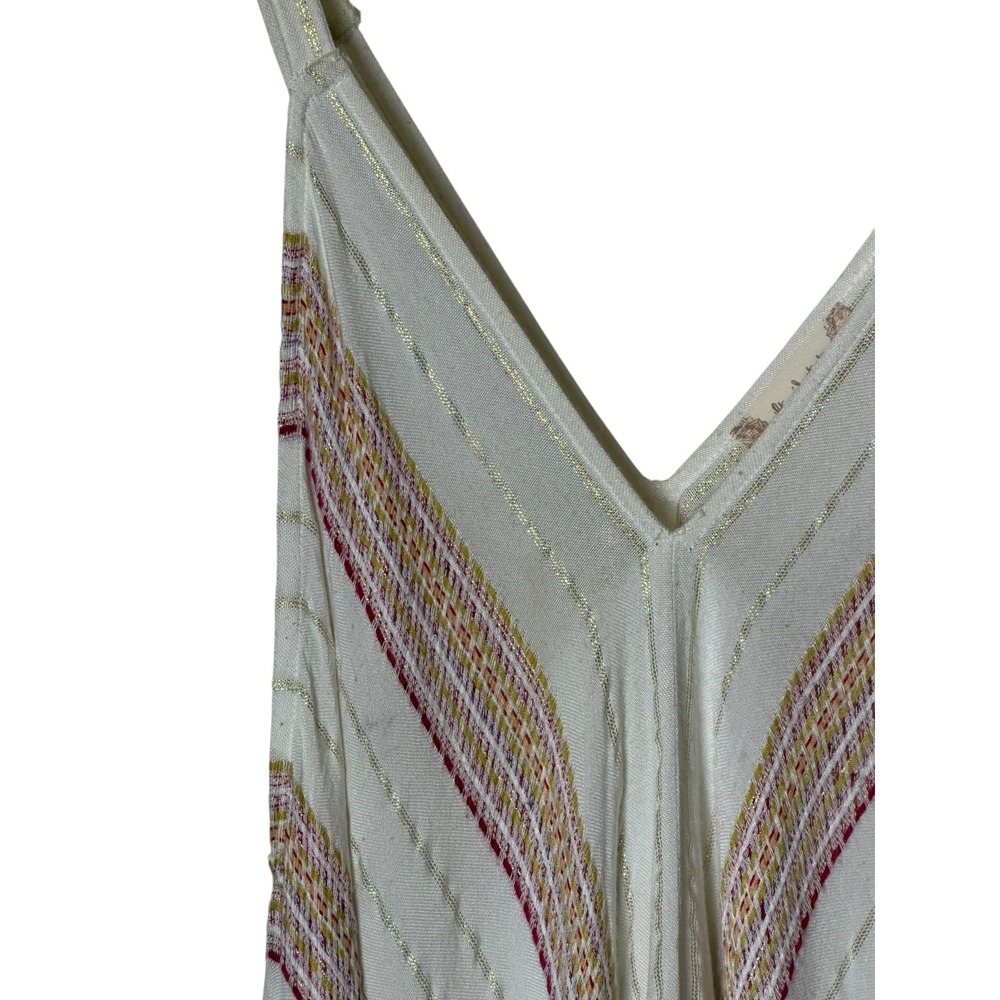 Altar'd State Jumpsuit Women Medium Ivory Metallic Stripe Boho Wide Leg Coastal - Picture 6 of 10